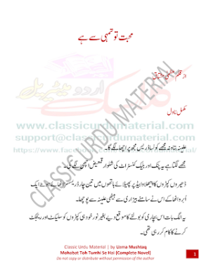 MOHABAT TOH TUMHI SE HAI novel 