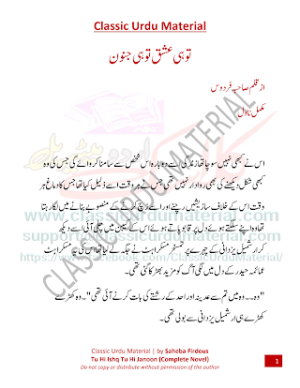 Tu hi ishq tu hi janoon novel 