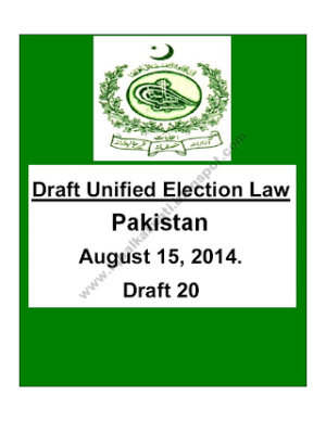 Pakistan Draft Unified Election Law August 15, 2014